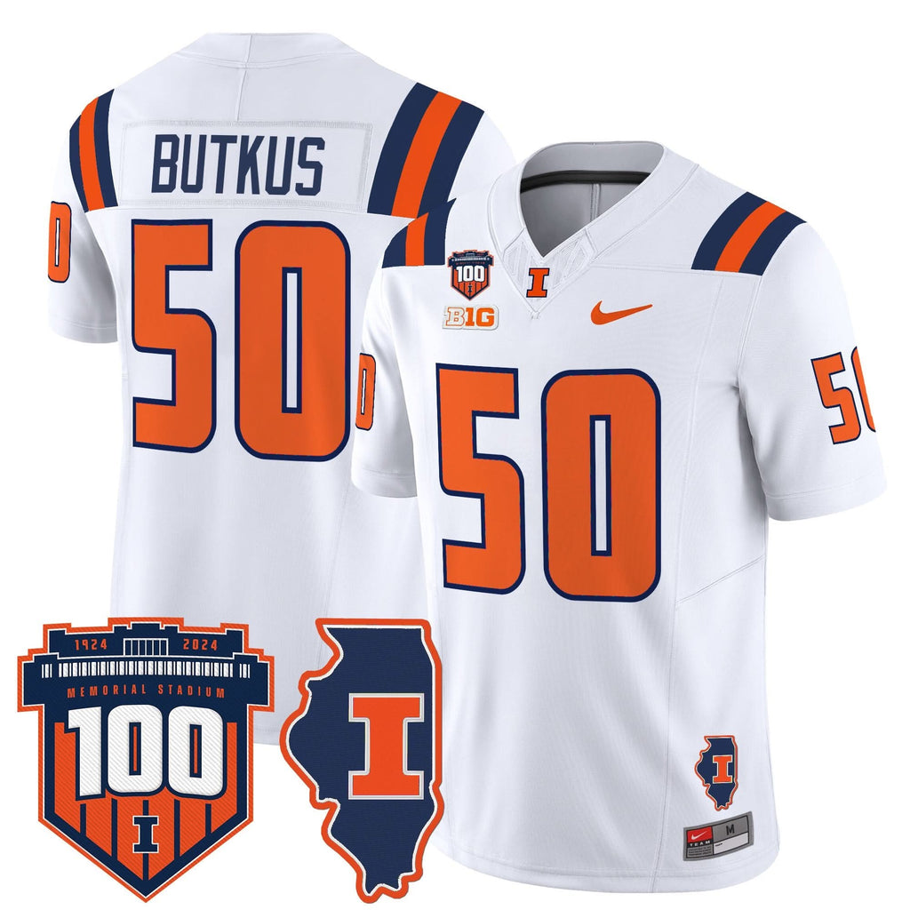 ILL 100th Memorial Stadium Patch Vapor Limited Jersey