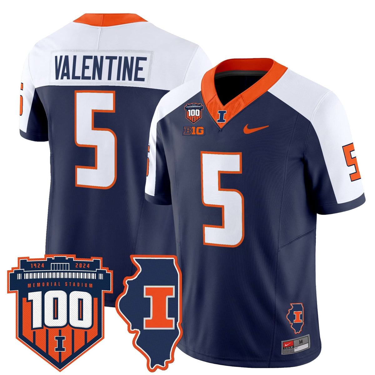 ILL 100th Memorial Stadium Patch Vapor Limited Jersey