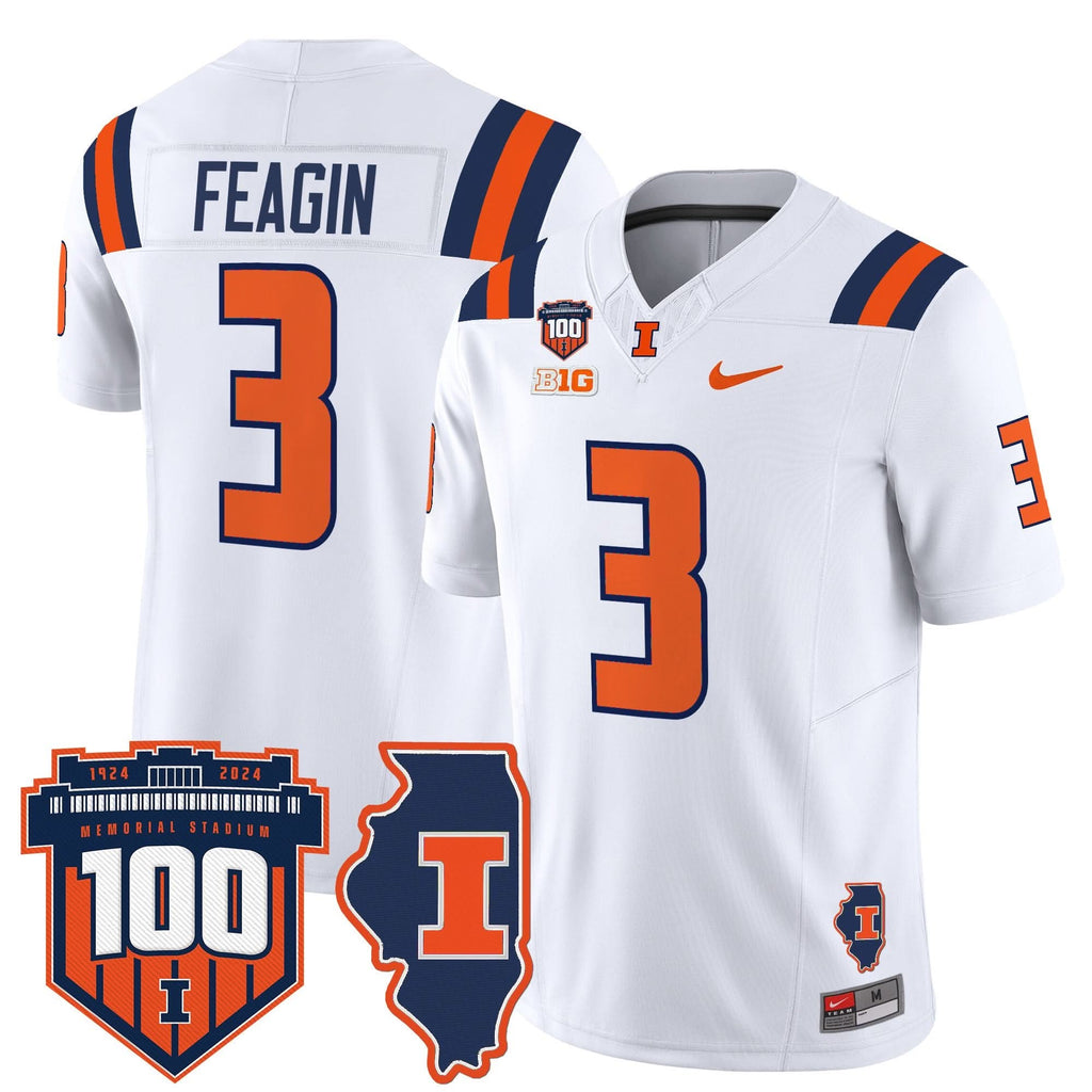 ILL 100th Memorial Stadium Patch Vapor Limited Jersey