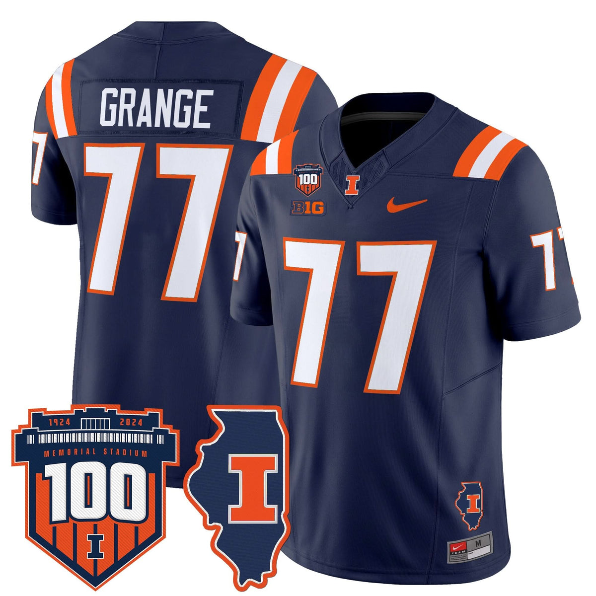 ILL 100th Memorial Stadium Patch Vapor Limited Jersey