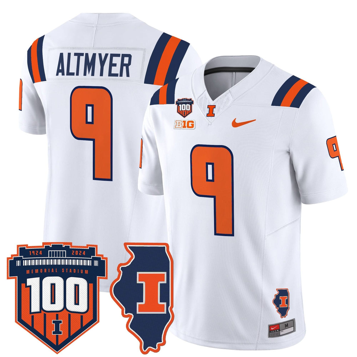 ILL 100th Memorial Stadium Patch Vapor Limited Jersey