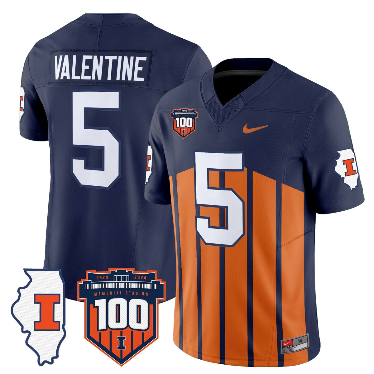 ILL 100th Memorial Stadium Patch Vapor Limited Jersey