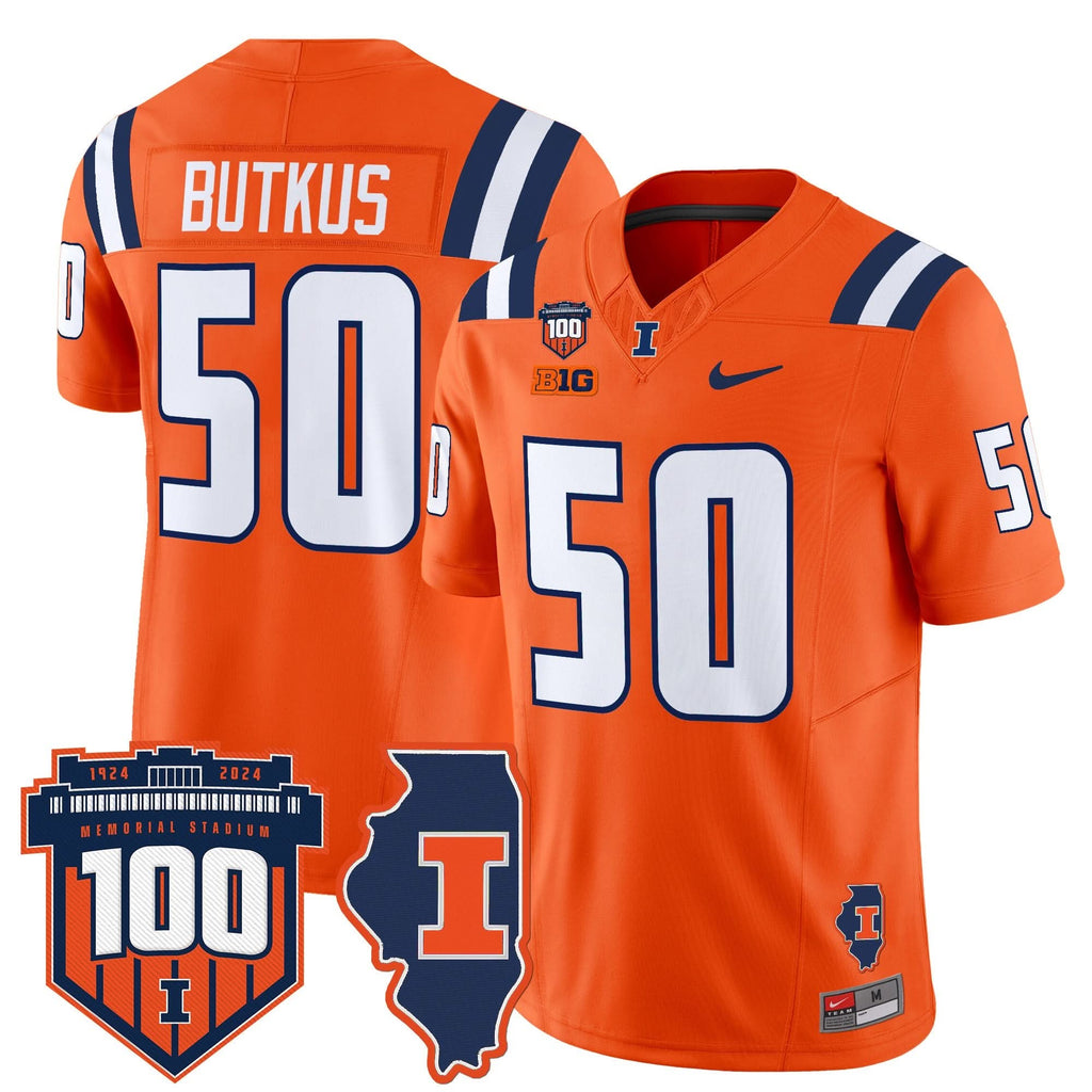 ILL 100th Memorial Stadium Patch Vapor Limited Jersey