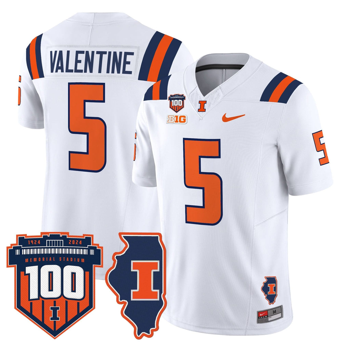 ILL 100th Memorial Stadium Patch Vapor Limited Jersey