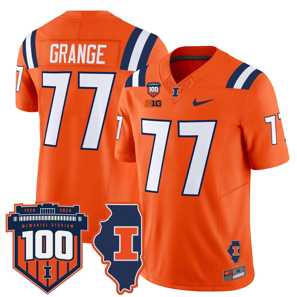 ILL 100th Memorial Stadium Patch Vapor Limited Jersey