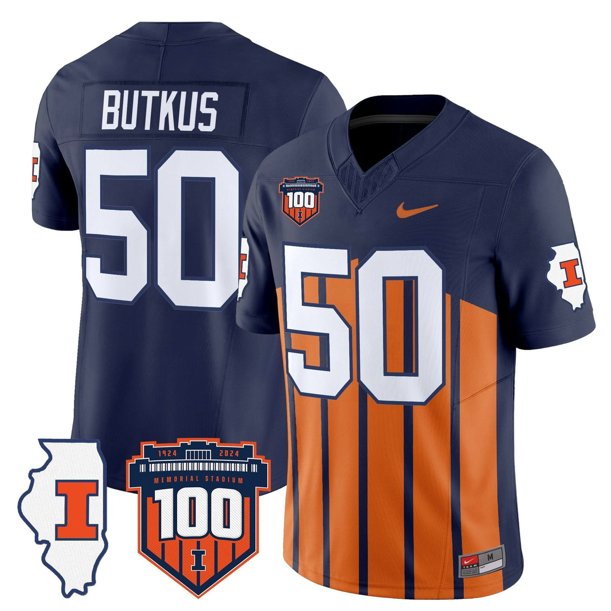 ILL 100th Memorial Stadium Patch Vapor Limited Jersey
