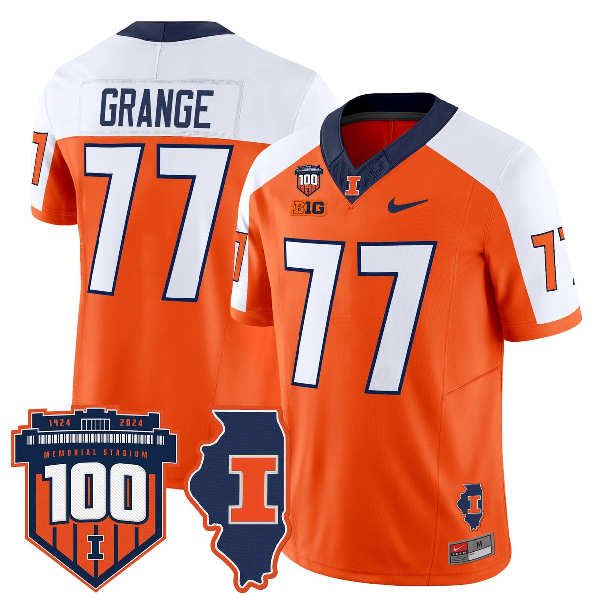 ILL 100th Memorial Stadium Patch Vapor Limited Jersey