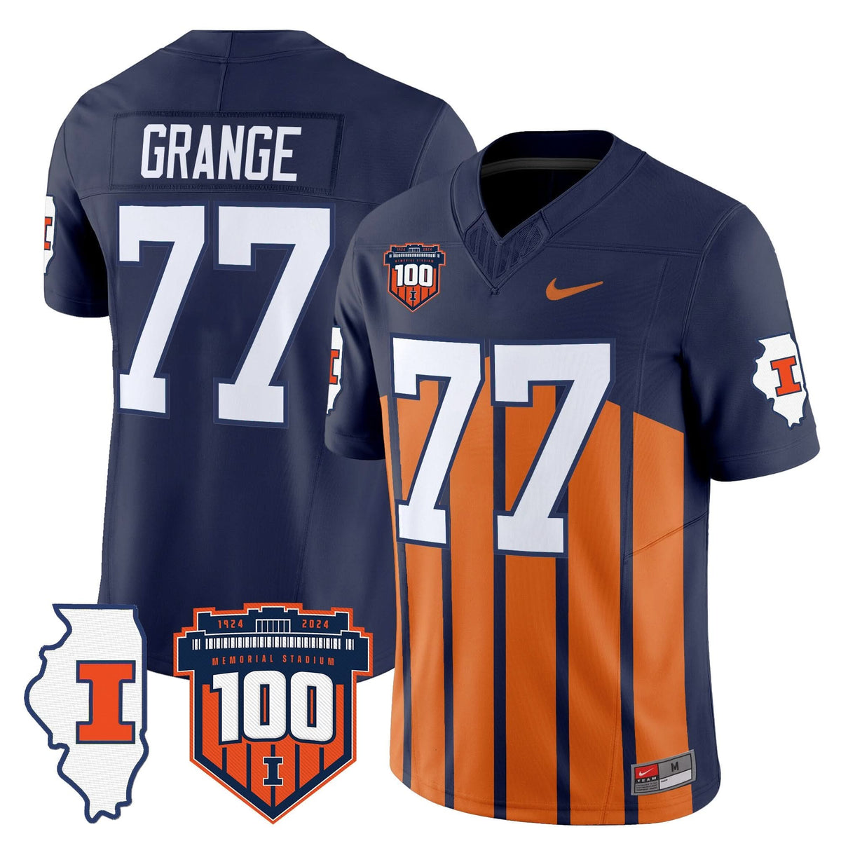 ILL 100th Memorial Stadium Patch Vapor Limited Jersey