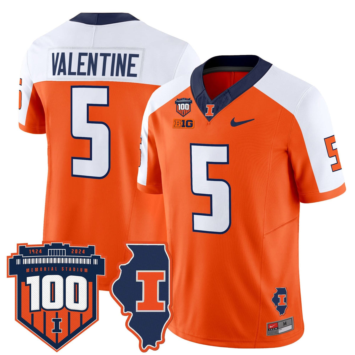 ILL 100th Memorial Stadium Patch Vapor Limited Jersey