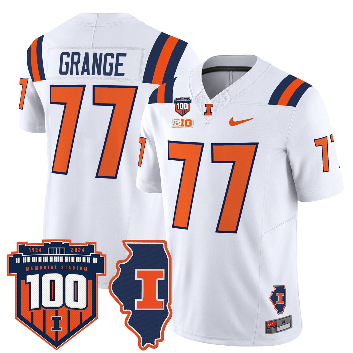 ILL 100th Memorial Stadium Patch Vapor Limited Jersey