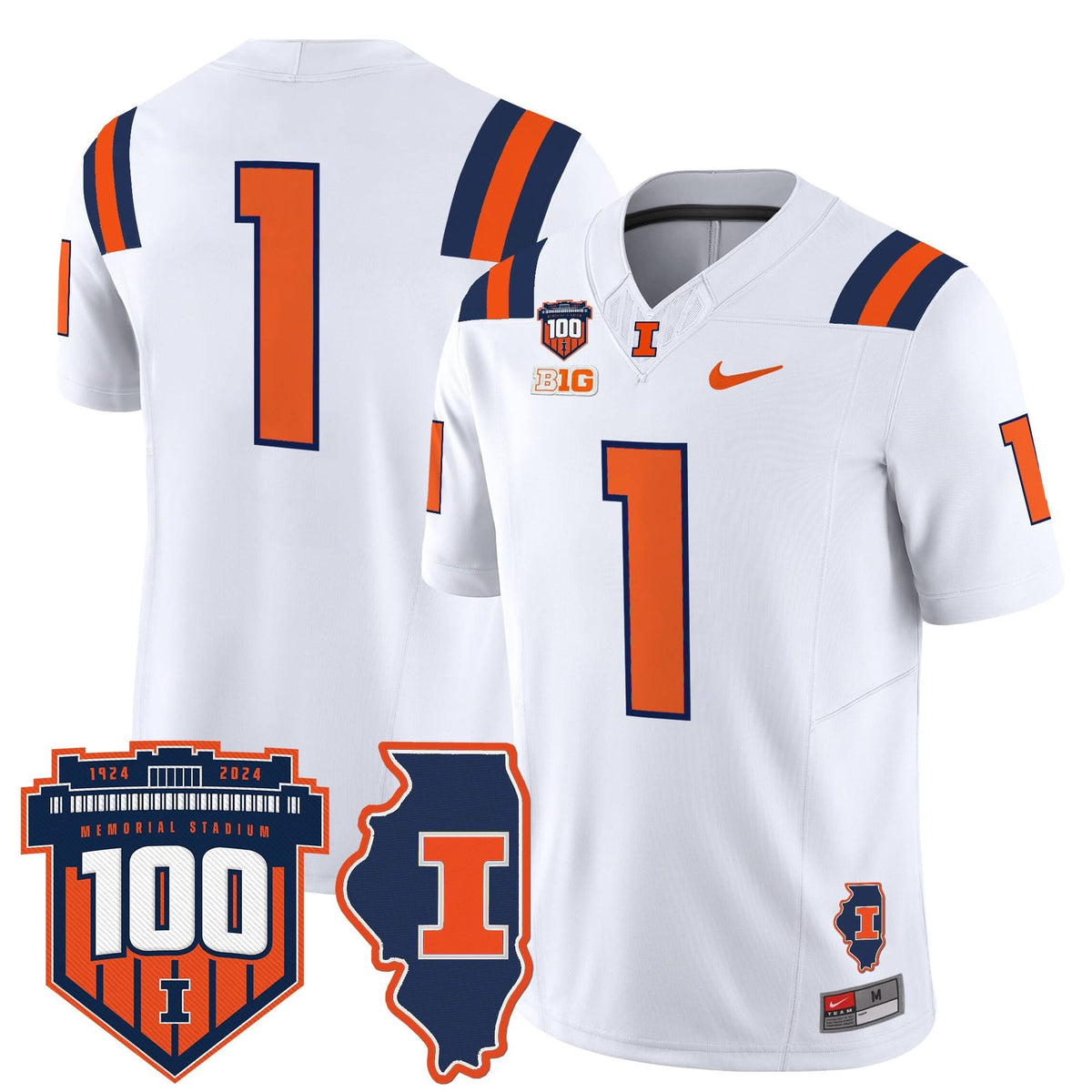 ILL 100th Memorial Stadium Patch Vapor Limited Jersey