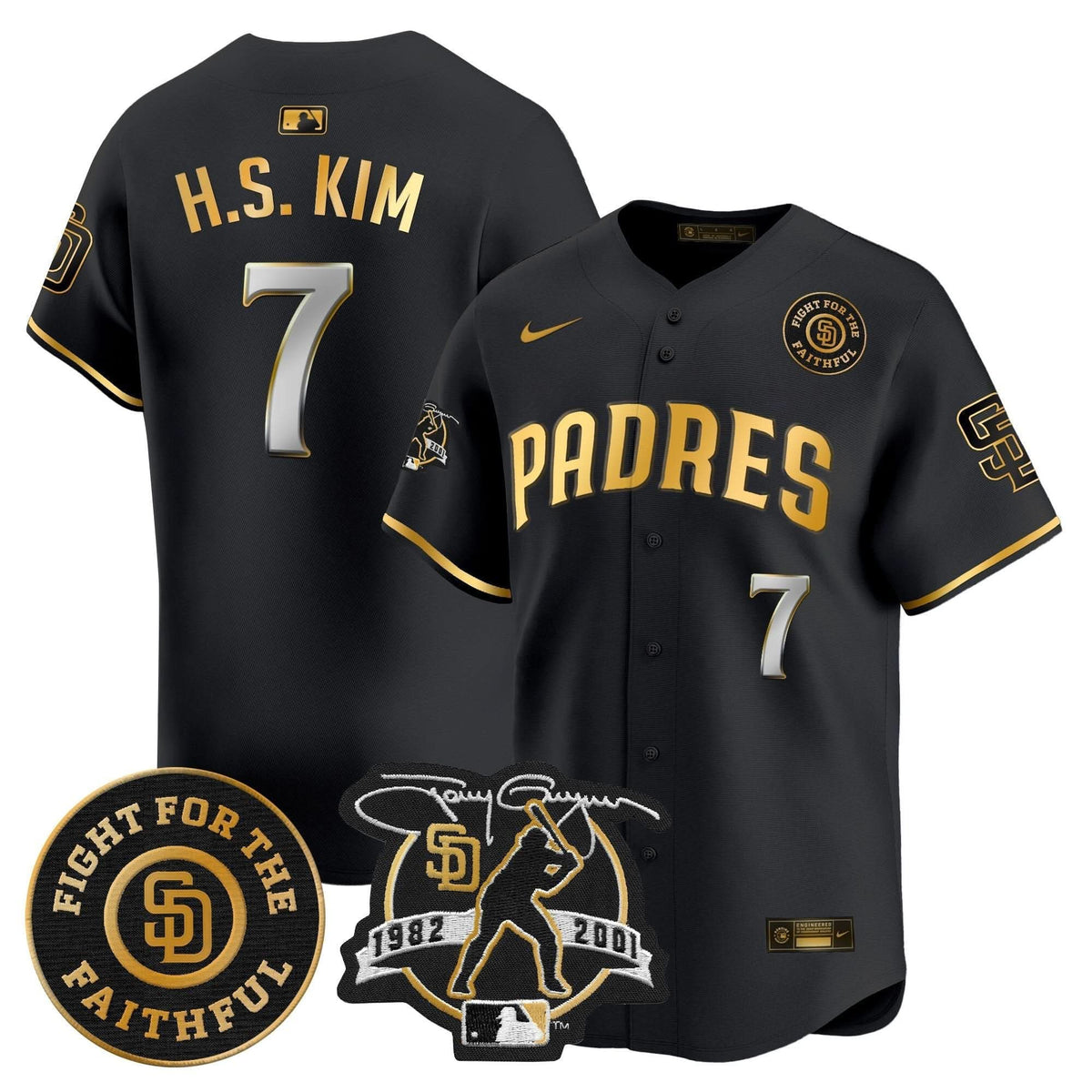 SDP Tony Gwynn & Faithful Patch Vapor Premier Limited Jersey – Stitched
