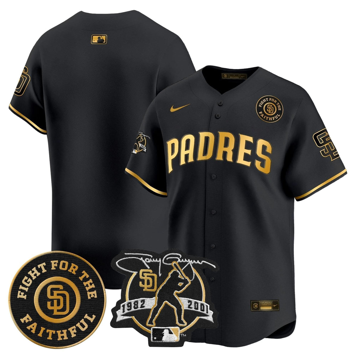 SDP Tony Gwynn & Faithful Patch Vapor Premier Limited Jersey – Stitched