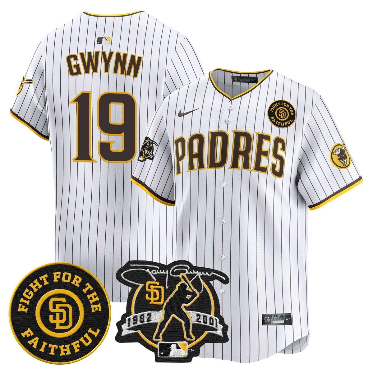 SDP Tony Gwynn & Faithful Patch Vapor Premier Limited Jersey – Stitched