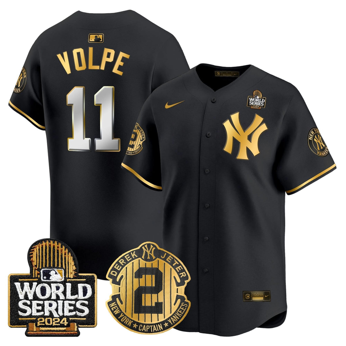 NYY Derek Jeter Patch 2024 World Series Vapor Premier Limited Jersey - Stitched