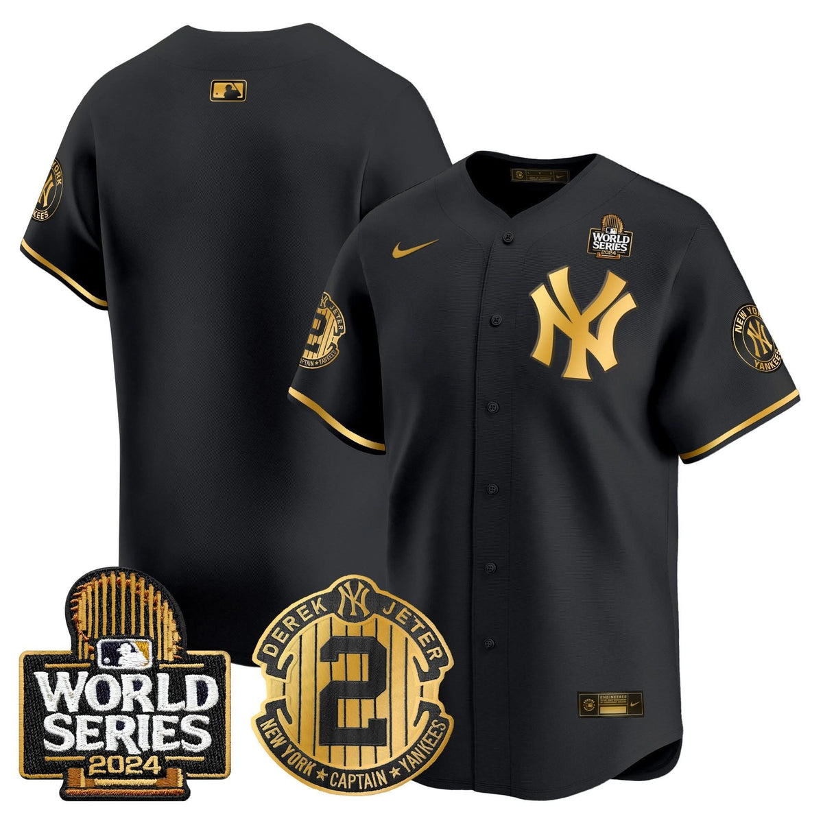 NYY Derek Jeter Patch 2024 World Series Vapor Premier Limited Jersey - Stitched