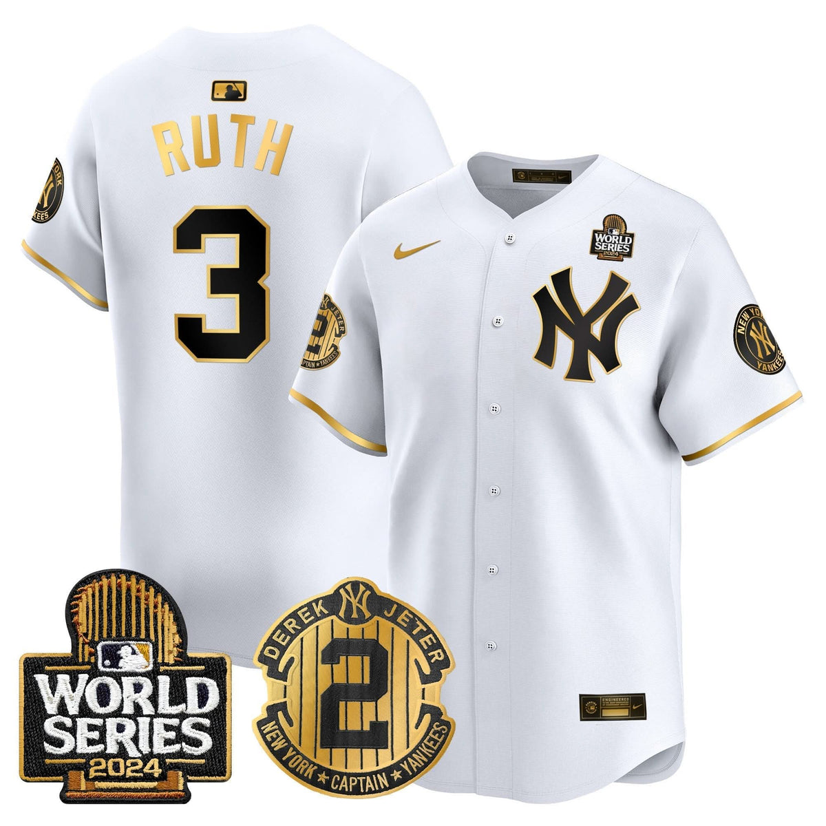 NYY Derek Jeter Patch 2024 World Series Vapor Premier Limited Jersey - Stitched