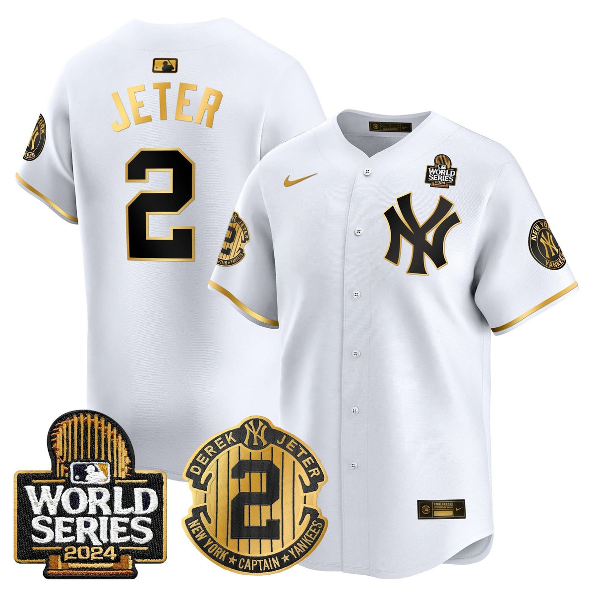 NYY Derek Jeter Patch 2024 World Series Vapor Premier Limited Jersey - Stitched