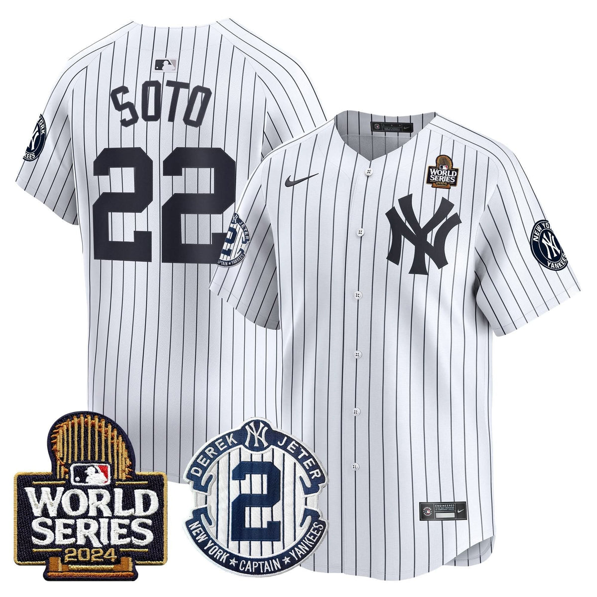 NYY Derek Jeter Patch 2024 World Series Vapor Premier Limited Jersey - Stitched