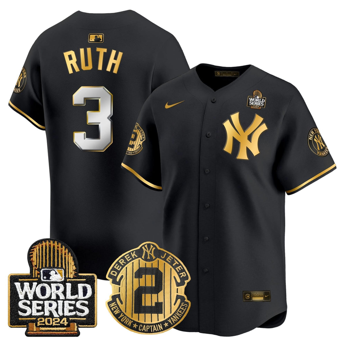 NYY Derek Jeter Patch 2024 World Series Vapor Premier Limited Jersey - Stitched