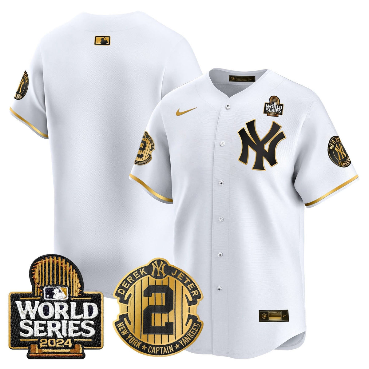 NYY Derek Jeter Patch 2024 World Series Vapor Premier Limited Jersey - Stitched
