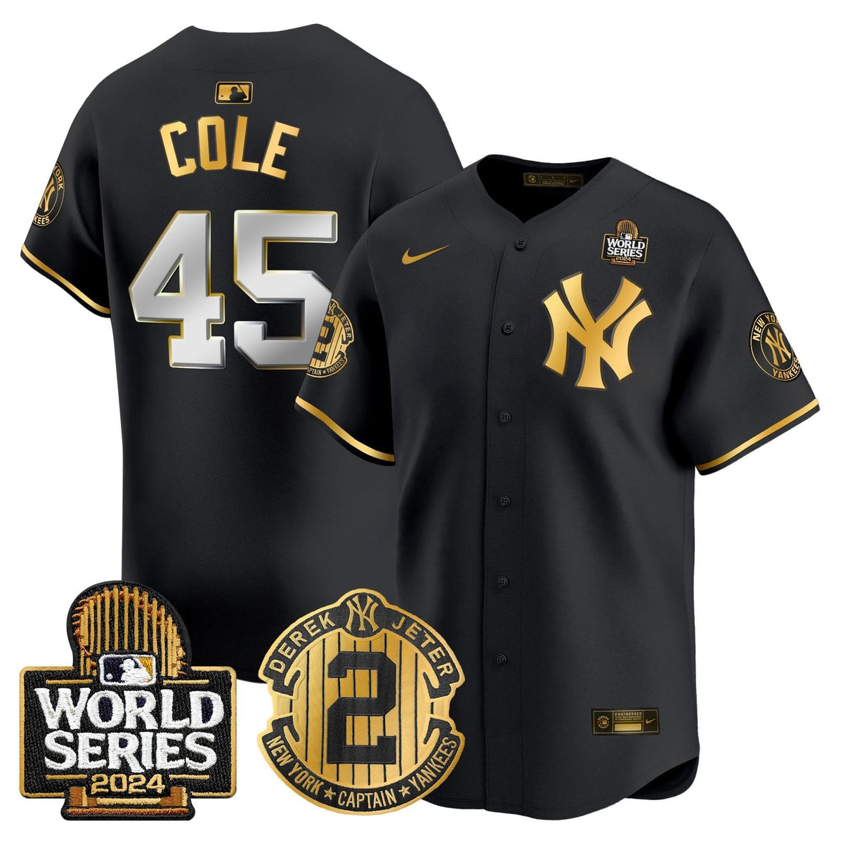 NYY Derek Jeter Patch 2024 World Series Vapor Premier Limited Jersey - Stitched