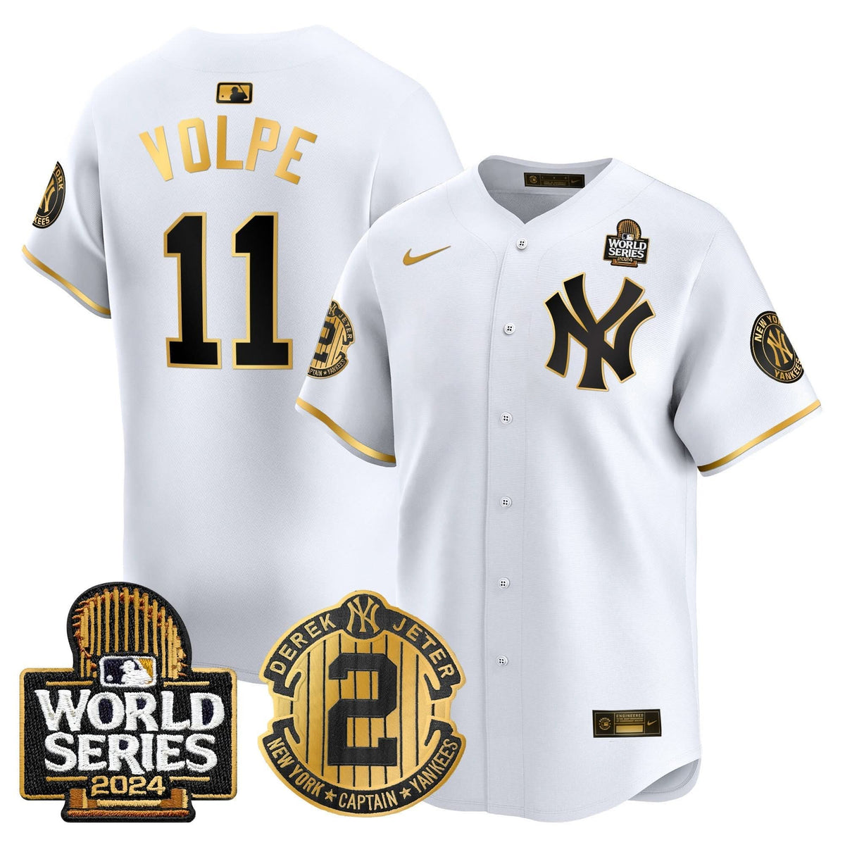 NYY Derek Jeter Patch 2024 World Series Vapor Premier Limited Jersey - Stitched