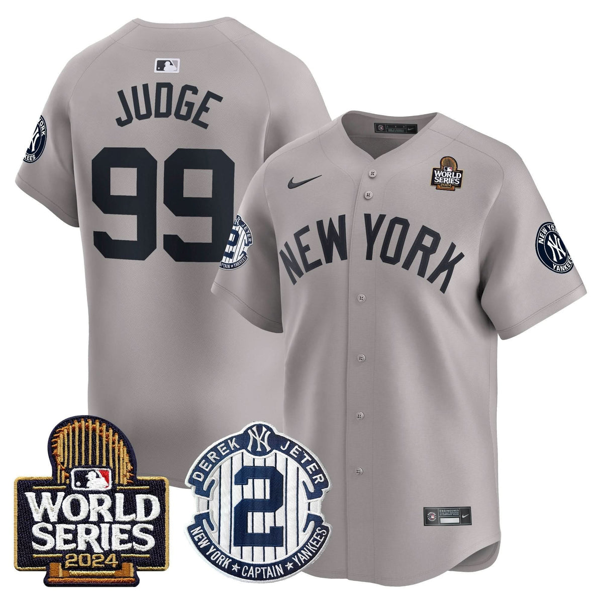NYY Derek Jeter Patch 2024 World Series Vapor Premier Limited Jersey - Stitched