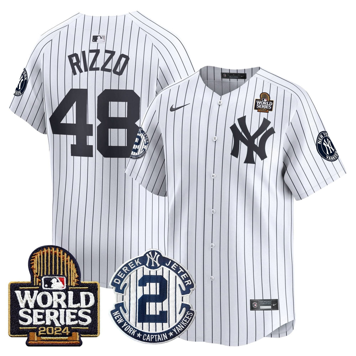 NYY Derek Jeter Patch 2024 World Series Vapor Premier Limited Jersey - Stitched