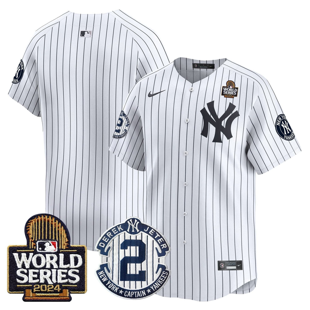 NYY Derek Jeter Patch 2024 World Series Vapor Premier Limited Jersey - Stitched