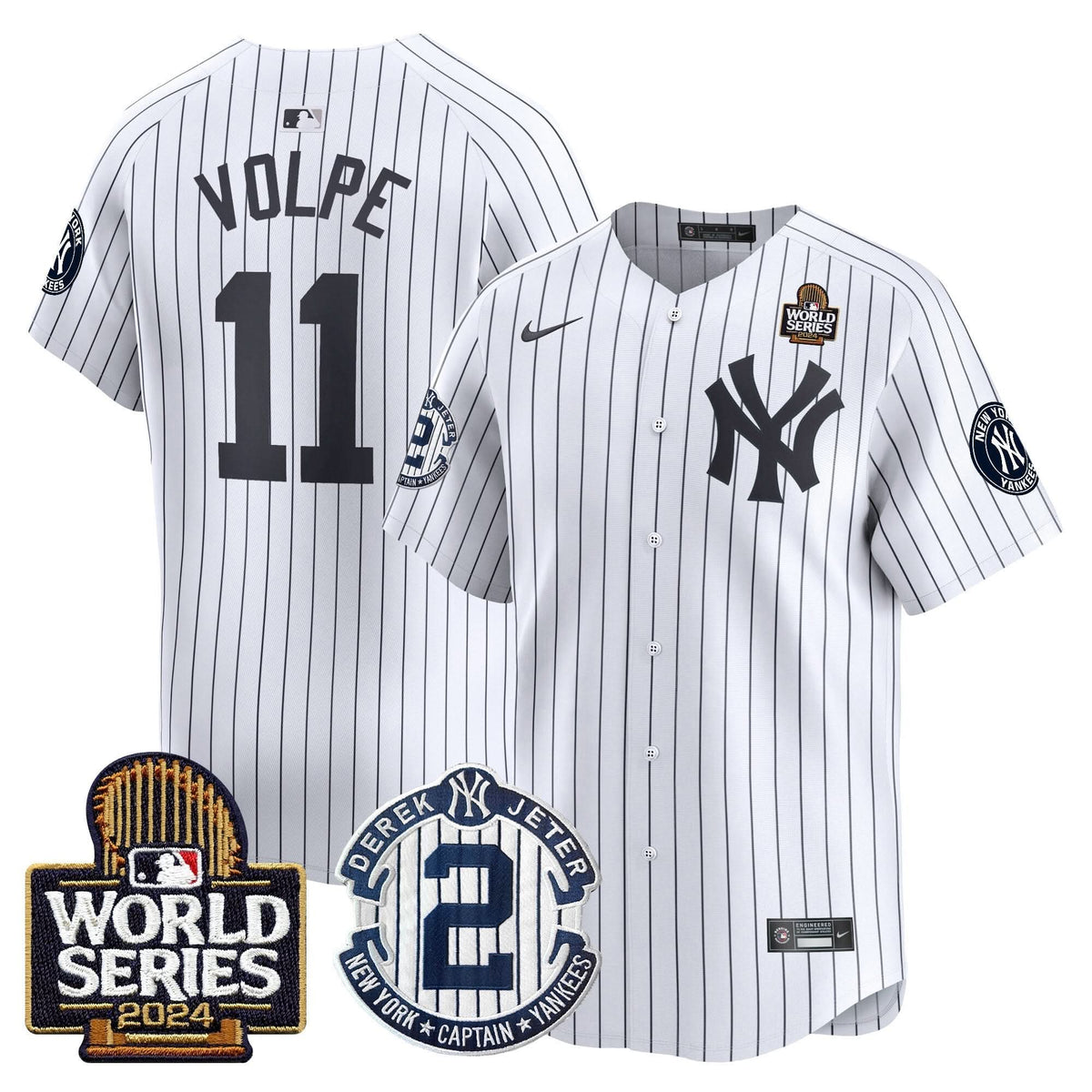 NYY Derek Jeter Patch 2024 World Series Vapor Premier Limited Jersey - Stitched