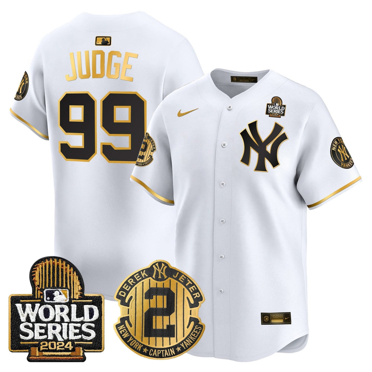 NYY Derek Jeter Patch 2024 World Series Vapor Premier Limited Jersey - Stitched