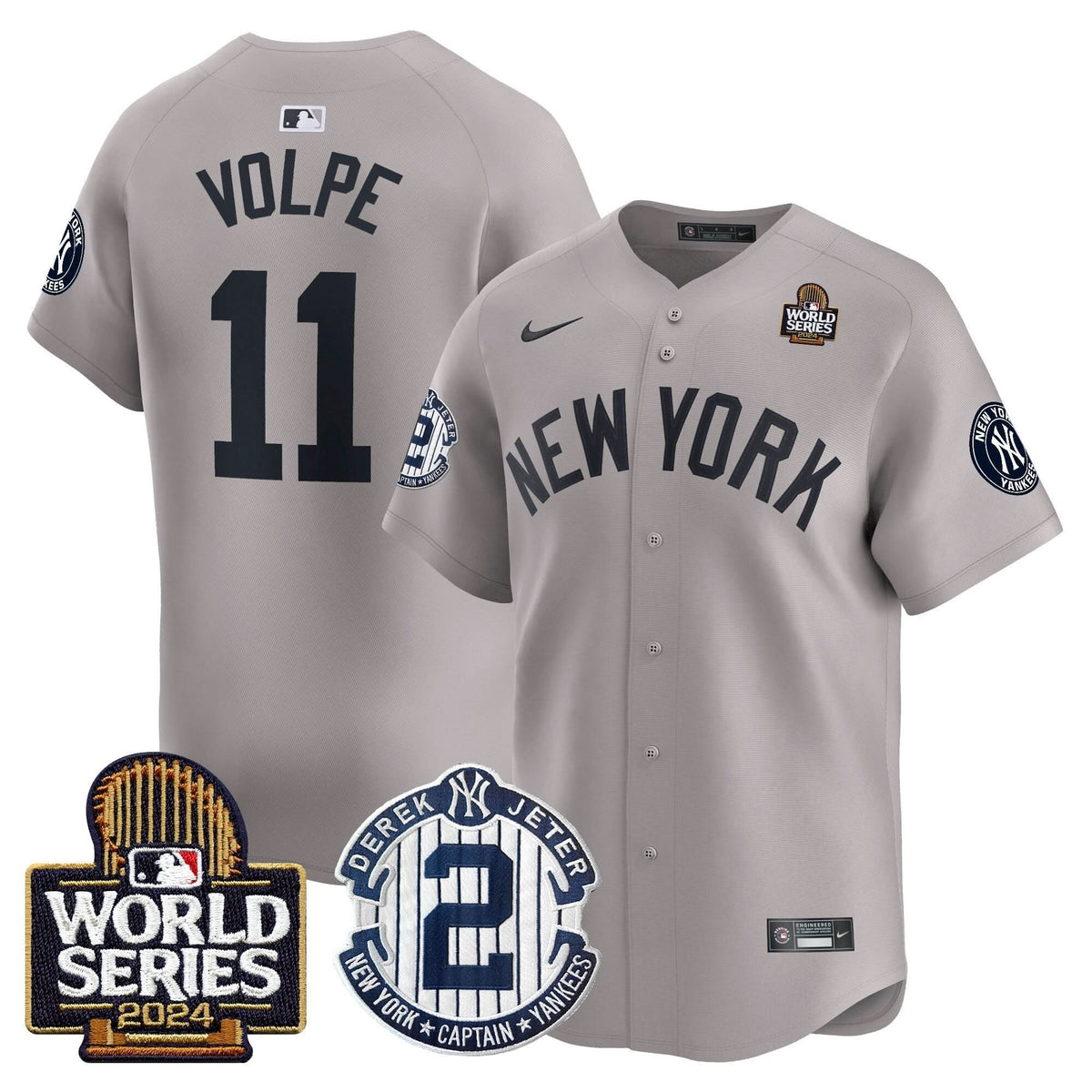 NYY Derek Jeter Patch 2024 World Series Vapor Premier Limited Jersey - Stitched