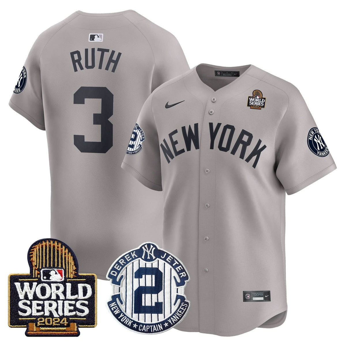 NYY Derek Jeter Patch 2024 World Series Vapor Premier Limited Jersey - Stitched