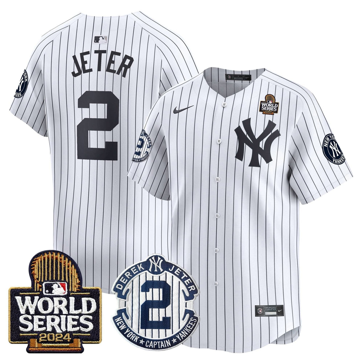 NYY Derek Jeter Patch 2024 World Series Vapor Premier Limited Jersey - Stitched