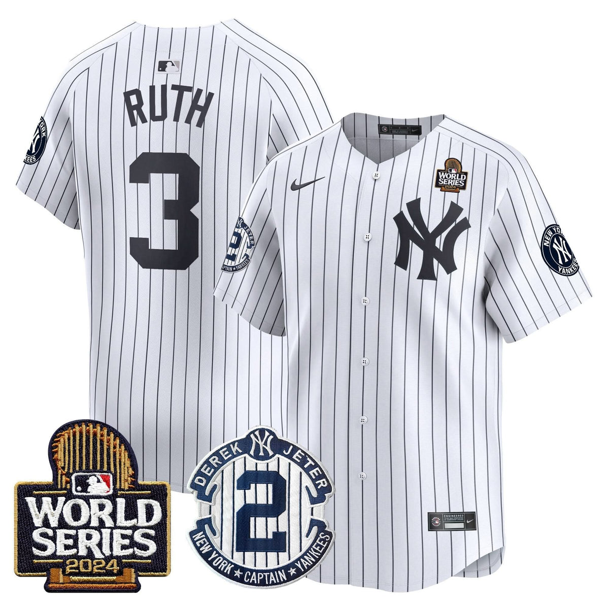 NYY Derek Jeter Patch 2024 World Series Vapor Premier Limited Jersey - Stitched