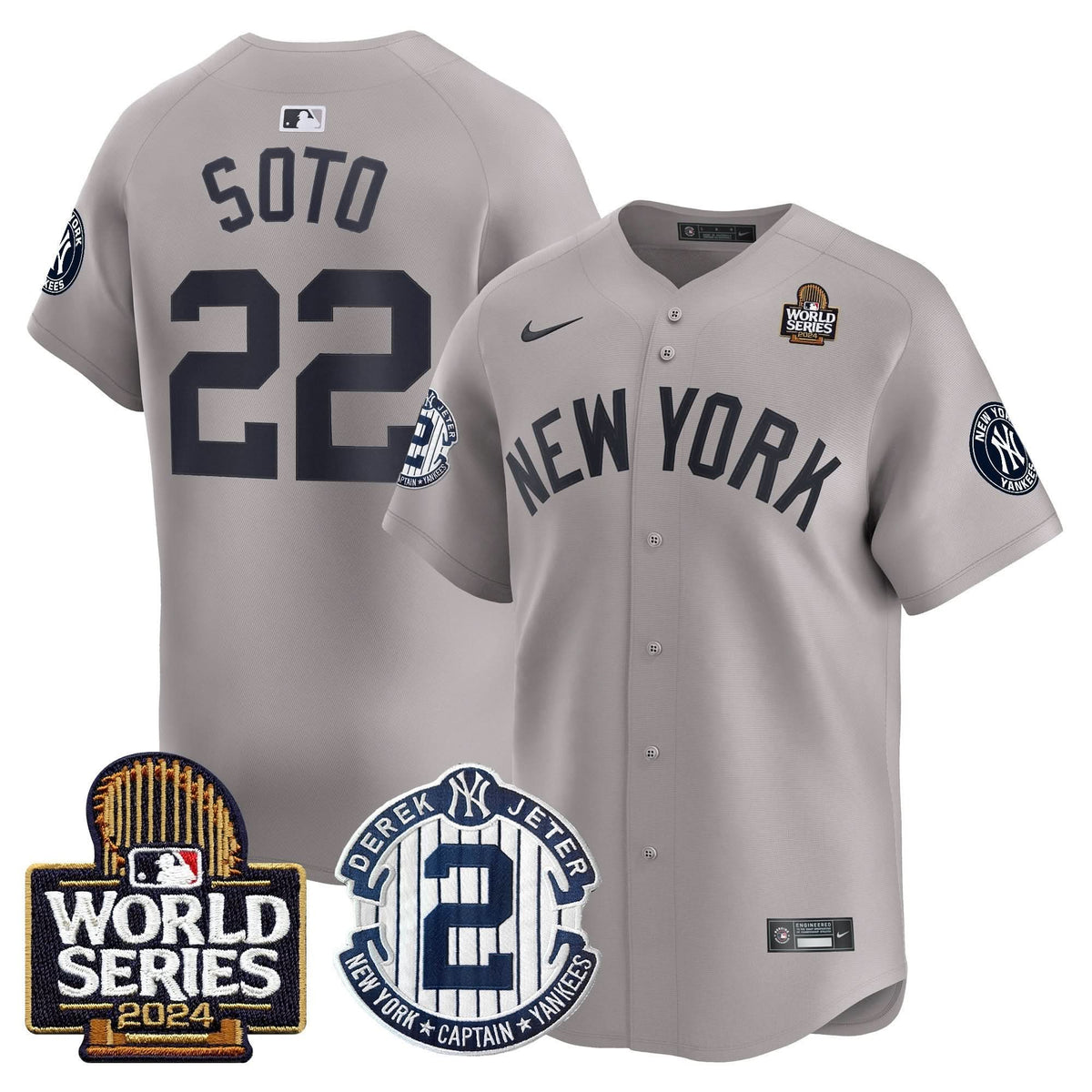 NYY Derek Jeter Patch 2024 World Series Vapor Premier Limited Jersey - Stitched