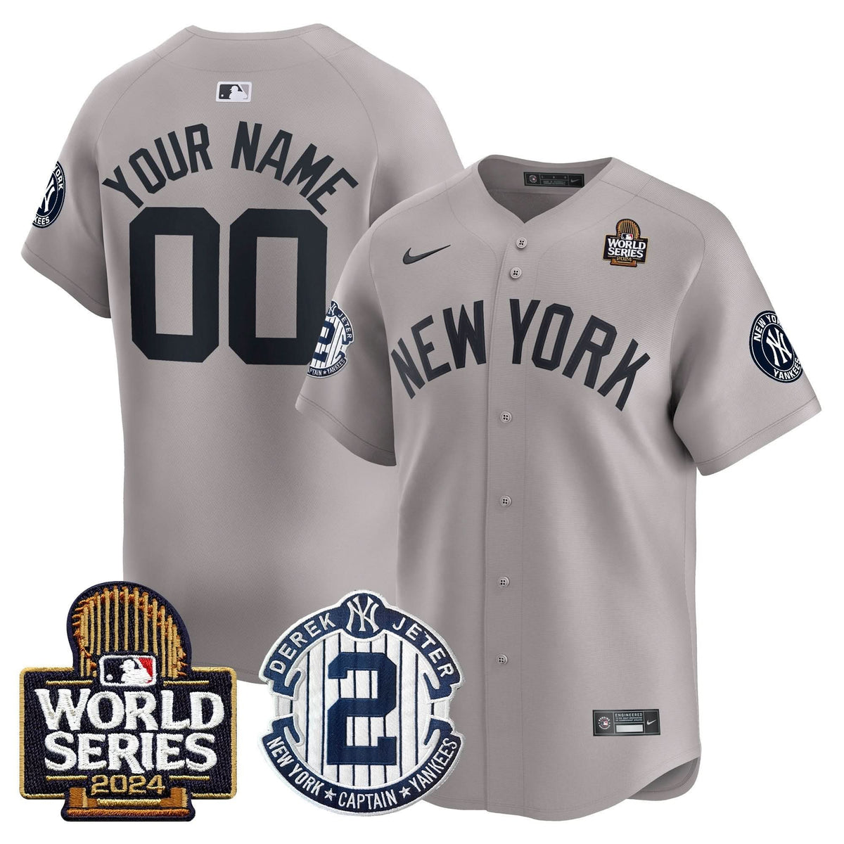 NYY Derek Jeter Patch 2024 World Series Vapor Premier Limited Custom Jersey - Stitched