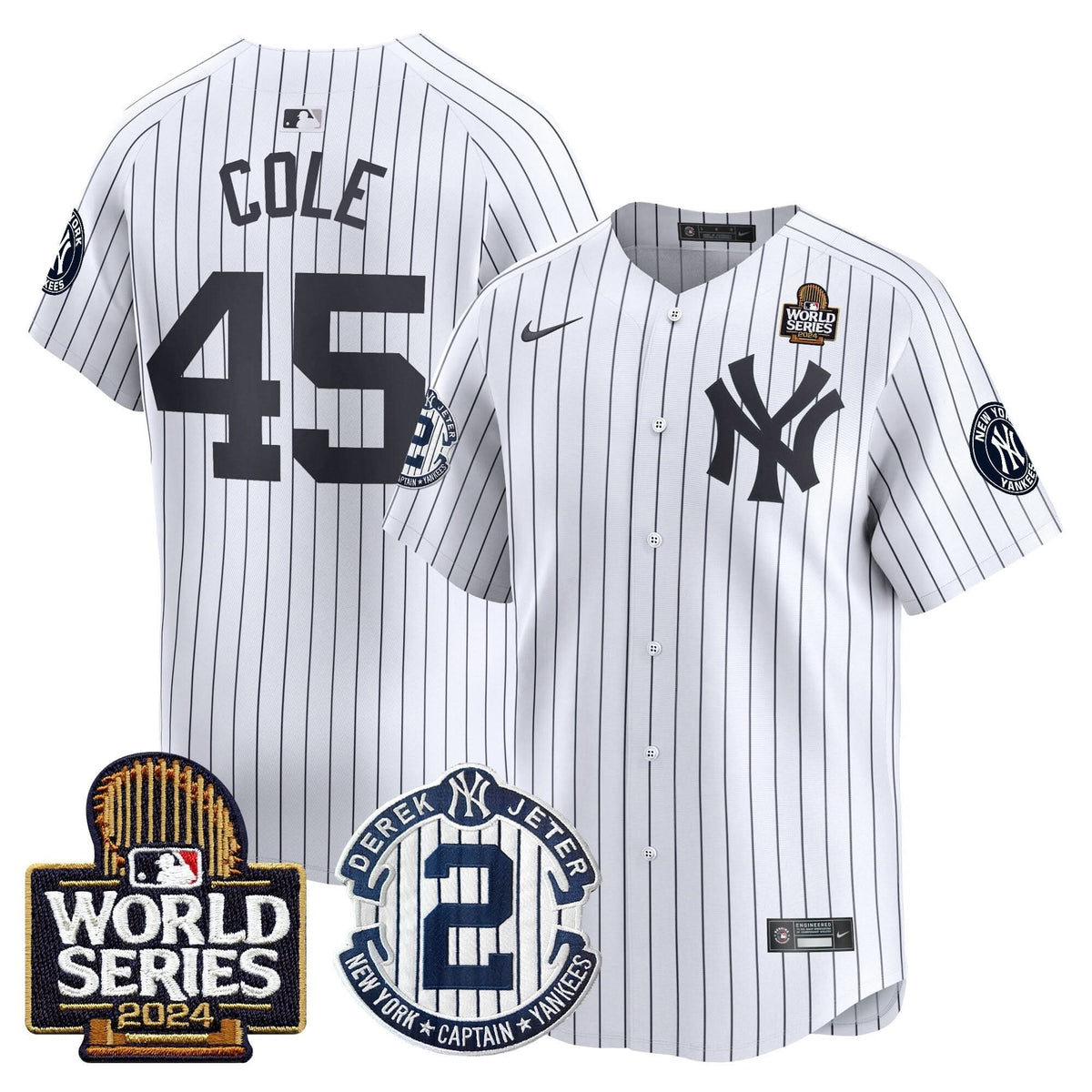 NYY Derek Jeter Patch 2024 World Series Vapor Premier Limited Jersey - Stitched