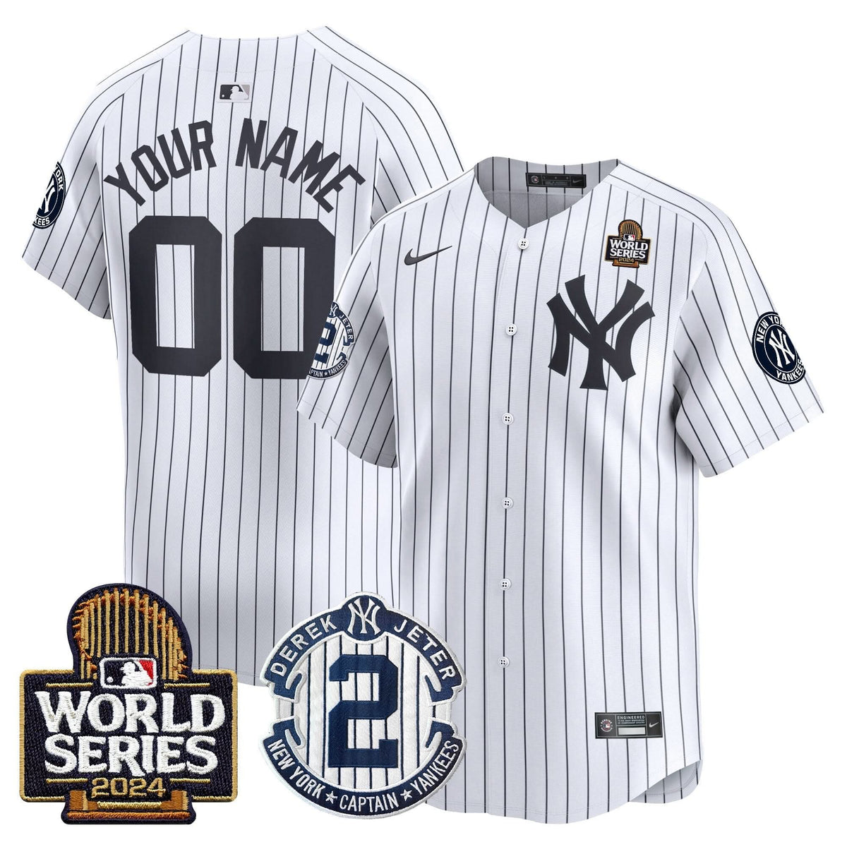 NYY Derek Jeter Patch 2024 World Series Vapor Premier Limited Custom Jersey - Stitched