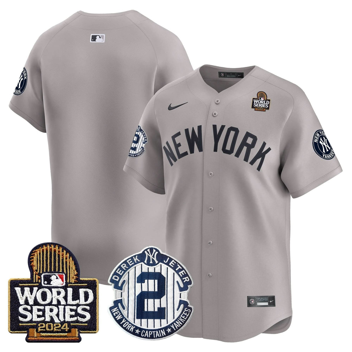 NYY Derek Jeter Patch 2024 World Series Vapor Premier Limited Jersey - Stitched
