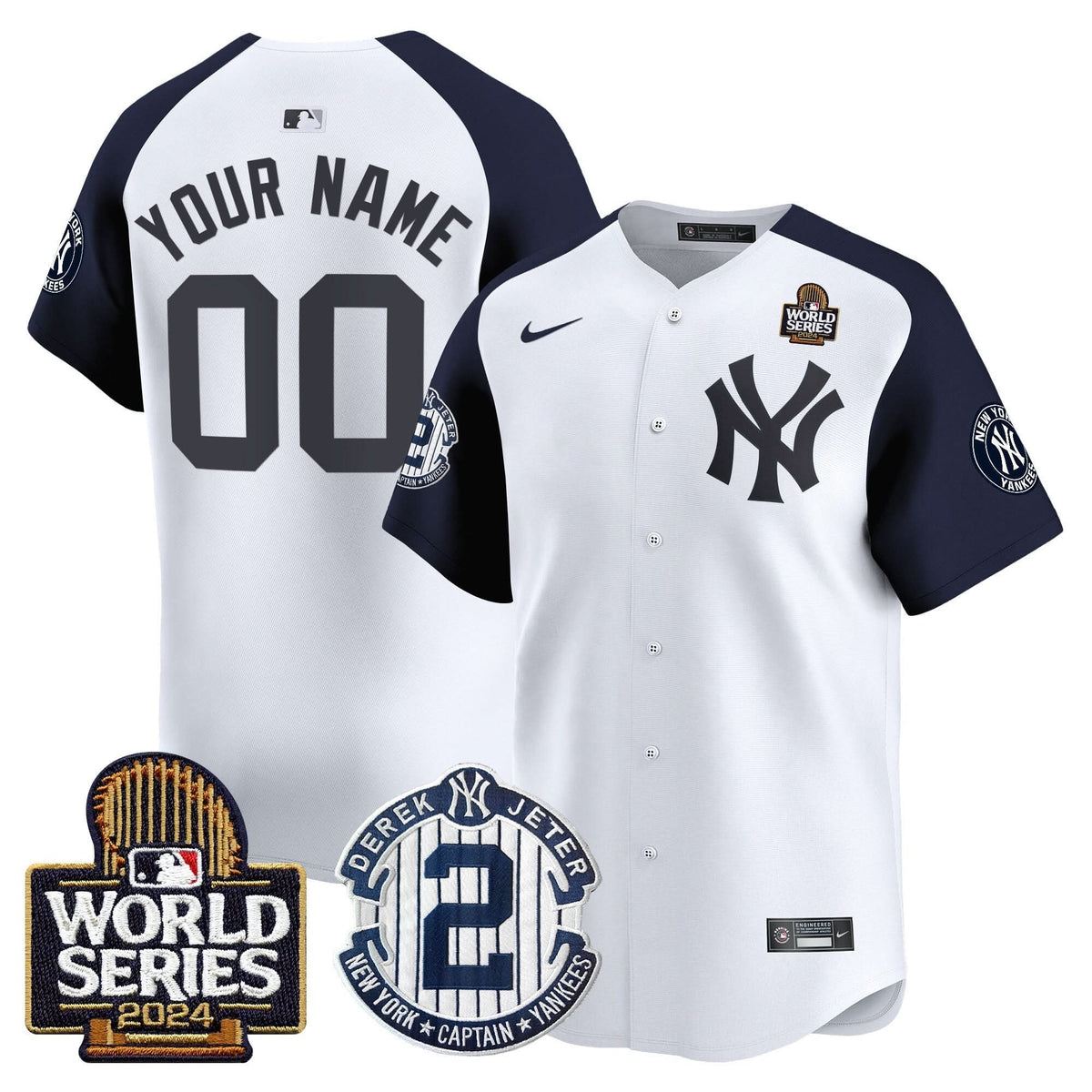 NYY Derek Jeter Patch 2024 World Series Vapor Premier Limited Custom Jersey - Stitched