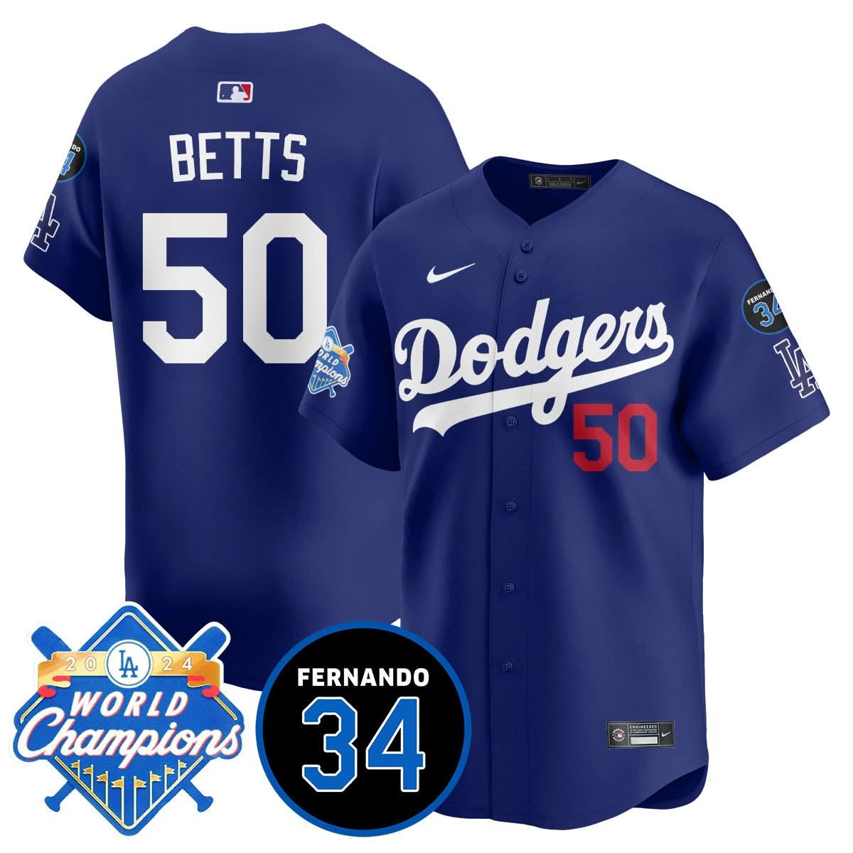 LA LAD - World Series Champions 2024/Fernando Valenzuela Memorial Jersey - Stitched