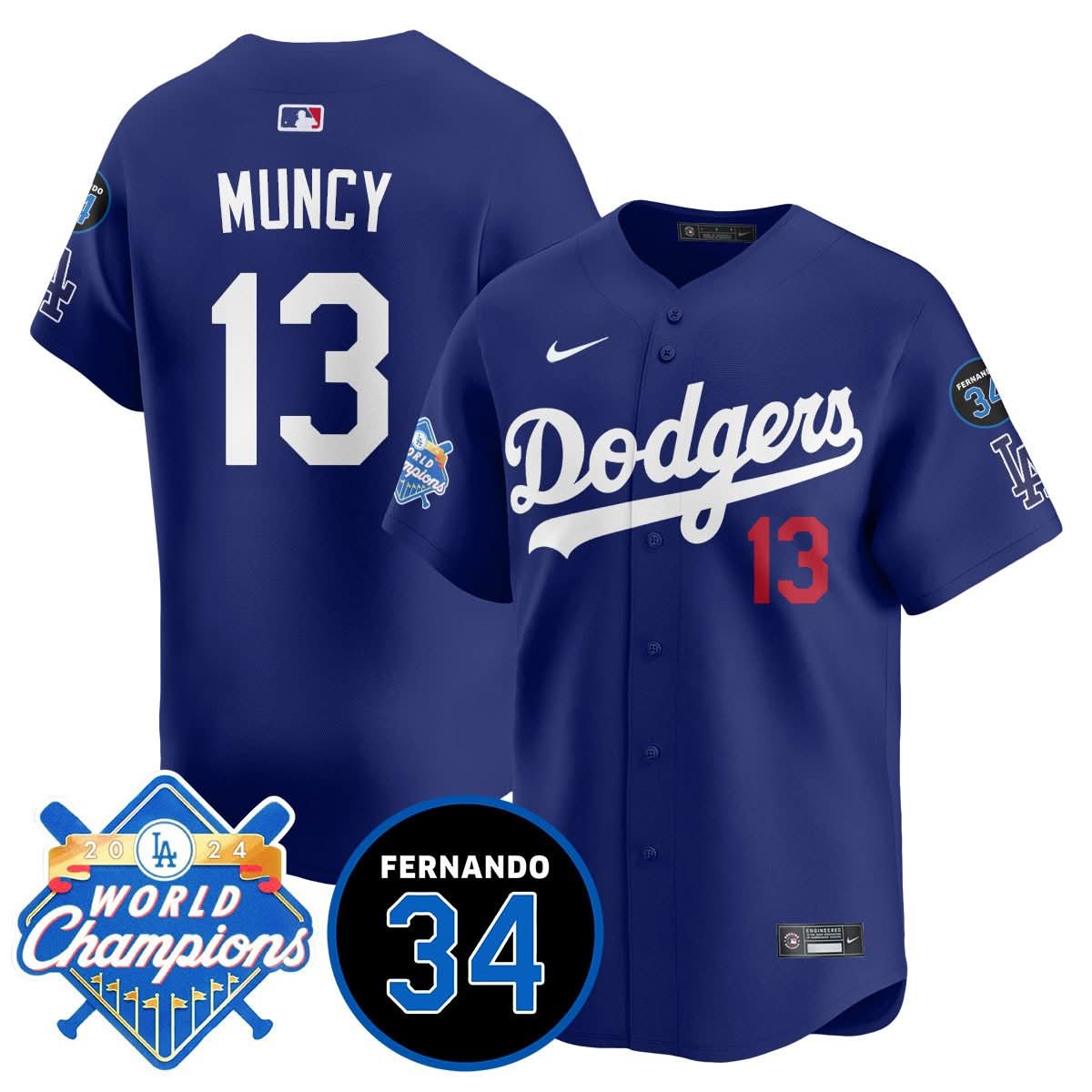 LA LAD - World Series Champions 2024/Fernando Valenzuela Memorial Jersey - Stitched