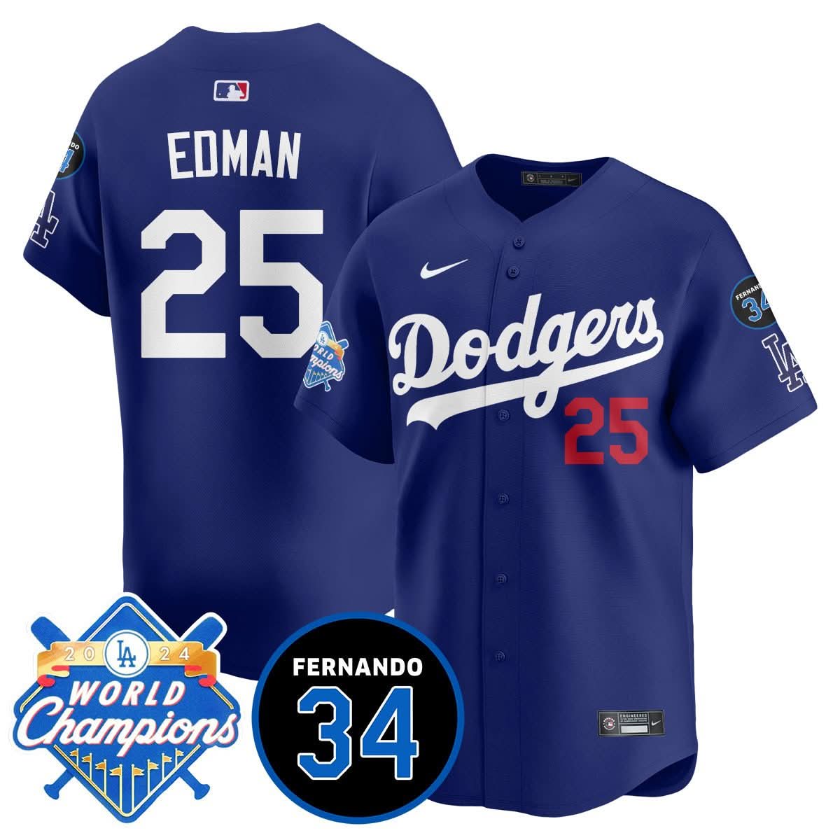 LA LAD - World Series Champions 2024/Fernando Valenzuela Memorial Jersey - Stitched