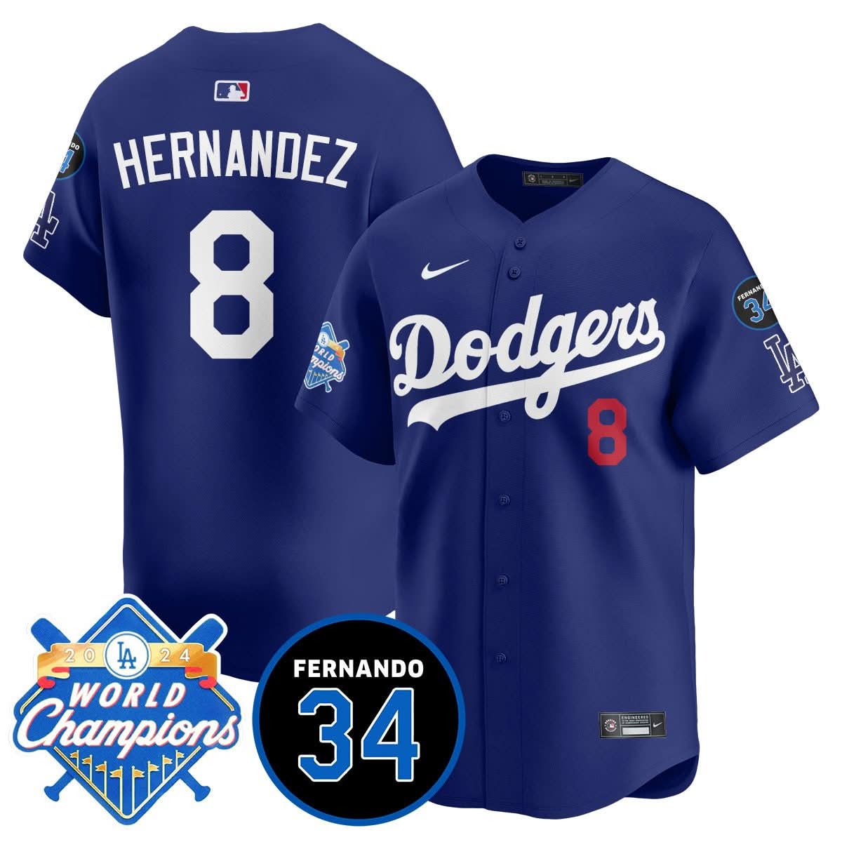 LA LAD - World Series Champions 2024/Fernando Valenzuela Memorial Jersey - Stitched