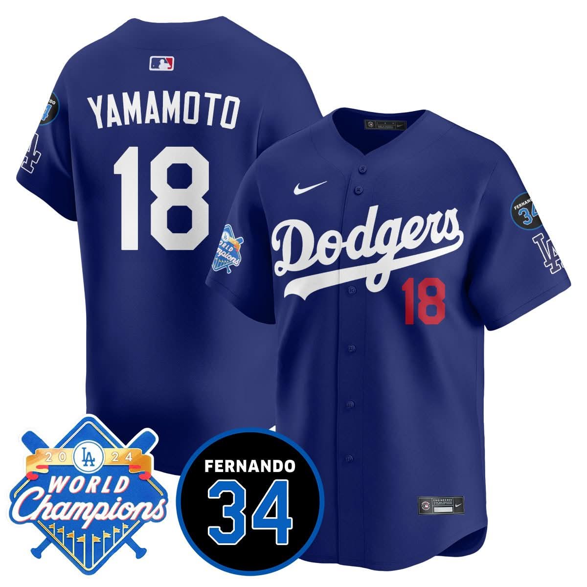 LA LAD - World Series Champions 2024/Fernando Valenzuela Memorial Jersey - Stitched