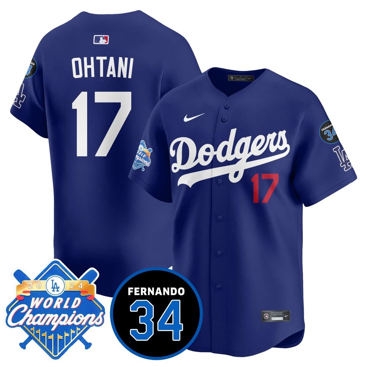 LA LAD - World Series Champions 2024/Fernando Valenzuela Memorial Jersey - Stitched