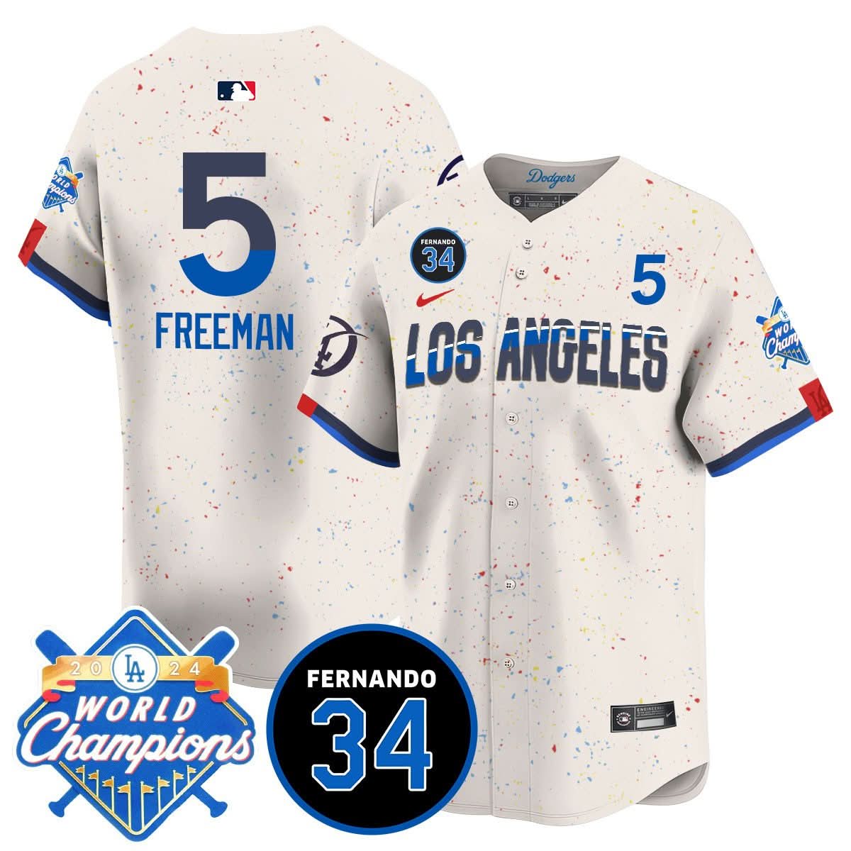 LA LAD - World Series Champions 2024/Fernando Valenzuela Memorial Jersey - Stitched