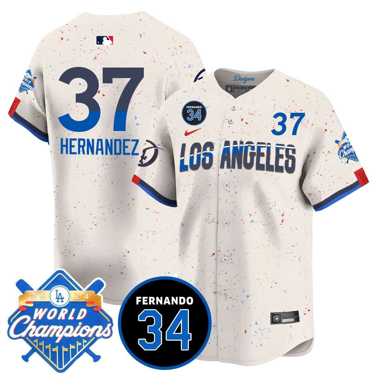 LA LAD - World Series Champions 2024/Fernando Valenzuela Memorial Jersey - Stitched